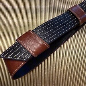 Escada Black and Brown Belt with Quilted Leather